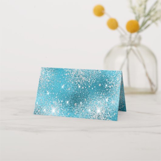 Blauw zee oceaanmetaal strandbruiloft plaatskaartje (Achterkant)