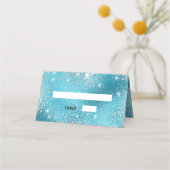 Blauw zee oceaanmetaal strandbruiloft plaatskaartje (Voorkant)