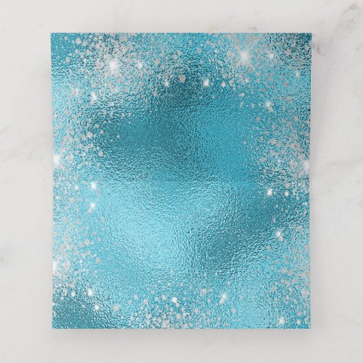 Blauw zee oceaanmetaal strandbruiloft plaatskaartje (Binnenkant ongevouwen)