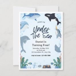 Blauw Zee Onder Zee Dolfijn Verjaardag Briefkaart