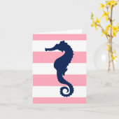 Blauw Zee op roze strepen Kaart (Gele Bloem)