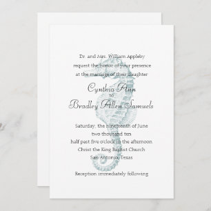 Blauw Zee Paard Huwelijksuitnodiging Kaart