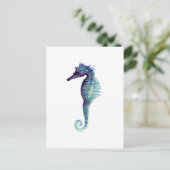 Blauw zee paard ontwerp nautische oceanische zeepa briefkaart (Staand voorkant)