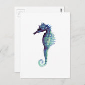 Blauw zee paard ontwerp nautische oceanische zeepa briefkaart (Voorkant / Achterkant)