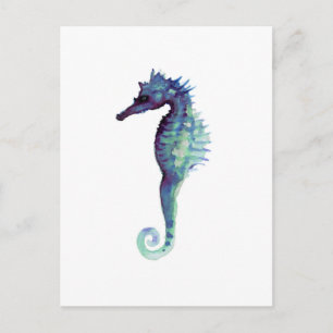 Blauw zee paard ontwerp nautische oceanische zeepa briefkaart
