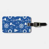 Blauw Zee Patroon Bagagelabel (Voorkant horizontaal)