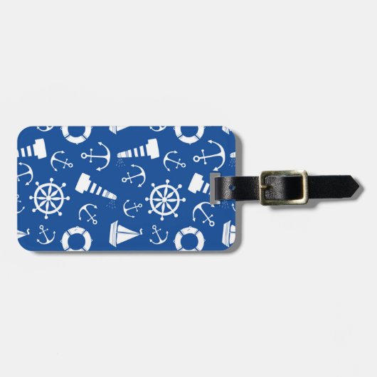 Blauw Zee Patroon Bagagelabel (Voorkant horizontaal)