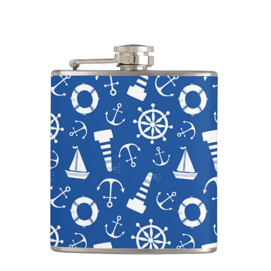 Blauw Zee Patroon Heupfles (Voorkant)