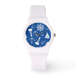 Blauw Zee Patroon Horloge