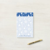 Blauw Zee Patroon | Jouw namen toevoegen Post-it® Notes (Op bureau)