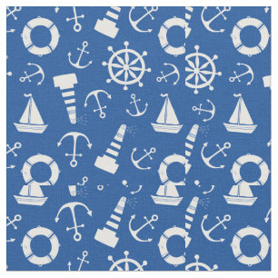 Blauw Zee Patroon Stof