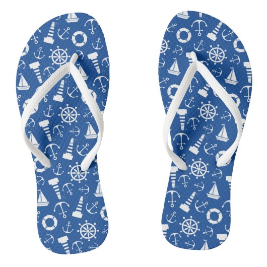 Blauw Zee Patroon Teenslippers (Voetbed)