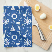 Blauw Zee Patroon Theedoek (Quarter Fold)