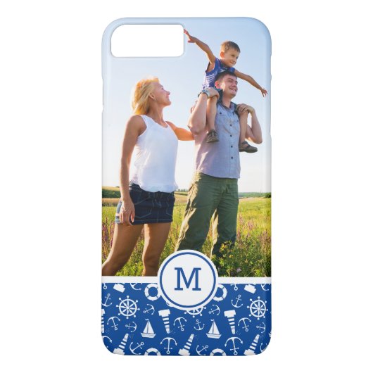 Blauw Zee Patroon| Voeg uw initialen toe Case-Mate iPhone Case (Achterkant)
