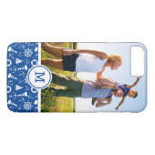 Blauw Zee Patroon| Voeg uw initialen toe Case-Mate iPhone Case (Achterkant (Horizontaal))