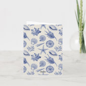 Blauw Zee Schelp Deken met Maritiem Thema Bedankkaart (Achterkant)