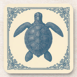  Blauw Zee Schildpad Nautisch Bier Onderzetter