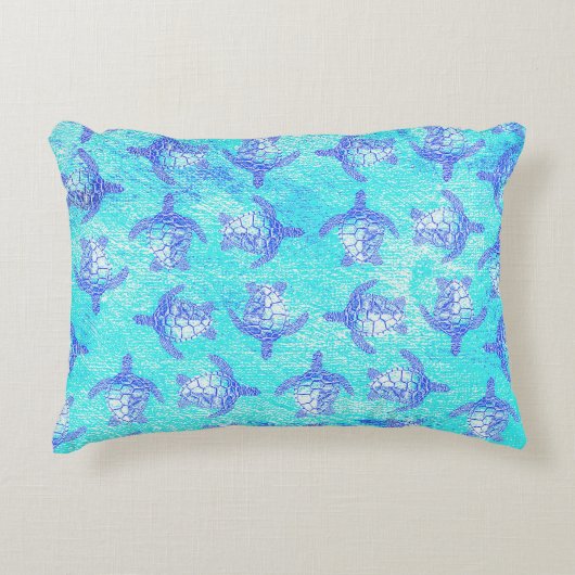 Blauw Zee schildpad Print Accent Kussen (Voorkant)