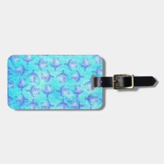 Blauw Zee schildpad Print Bagagelabel