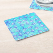 Blauw Zee schildpad Print Kartonnen Onderzetters (Schuin)