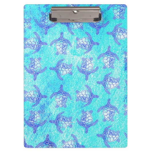 Blauw Zee schildpad Print Klembord (Voorkant)
