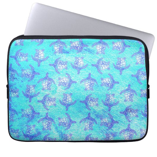 Blauw Zee schildpad Print Laptop Sleeve (Voorkant)