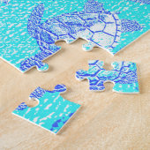 Blauw Zee schildpad Print Legpuzzel (Zijkant)