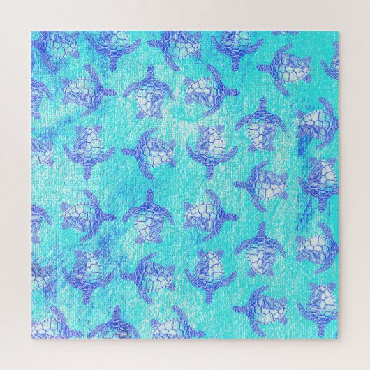 Blauw Zee schildpad Print Legpuzzel (Verticaal)