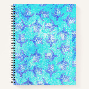 Blauw Zee schildpad Print Notitieboek