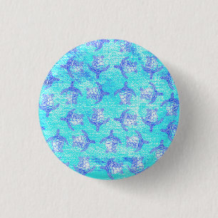 Blauw Zee schildpad Print Ronde Button 3,2 Cm
