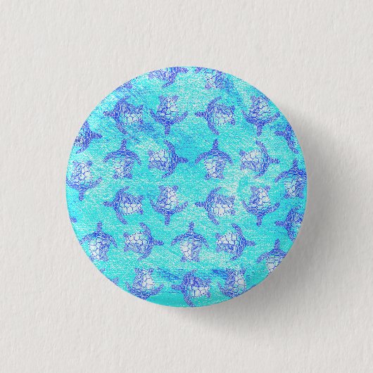 Blauw Zee schildpad Print Ronde Button 3,2 Cm (Voorkant)