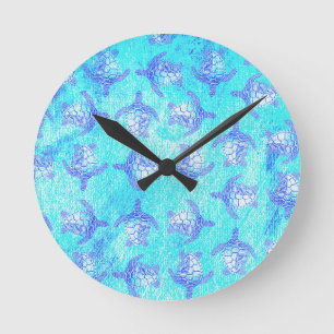 Blauw Zee schildpad Print Ronde Klok