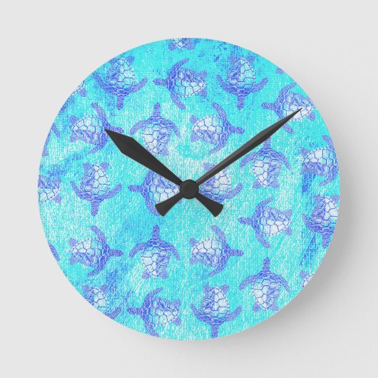 Blauw Zee schildpad Print Ronde Klok (Voorkant)