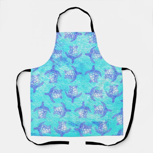 Blauw Zee schildpad Print Schort (Voorkant)