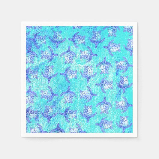 Blauw Zee schildpad Print Servet (Voorkant)