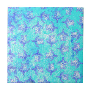 Blauw Zee schildpad Print Tegeltje