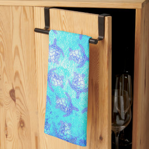 Blauw Zee schildpad Print Theedoek