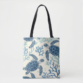 Blauw Zee Schildpad Reef Art Tote Bag (Voorkant)