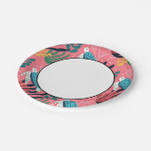 Blauw Zee schildpadvlies onder Zee roze Papieren Bordje (Gekanteld)