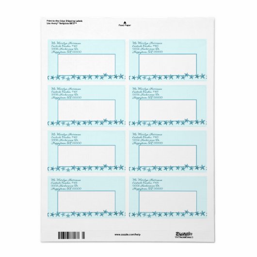 Blauw Zee sterft aangepaste verzendlabels Etiket (Full Sheet)
