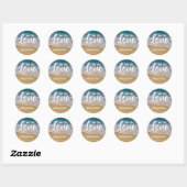 Blauw Zee strand bruiloft gunst Ronde Sticker (Vel)