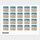 Blauw Zee strand bruiloft gunst Vierkante Sticker (Vel)