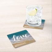 Blauw Zee strand bruiloft Kartonnen Onderzetters (Insitu)