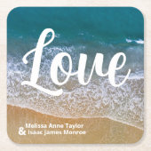 Blauw Zee strand bruiloft Kartonnen Onderzetters (Voorkant)