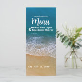 Blauw Zee Strand Bruiloft Menu (Staand voorkant)