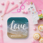 Blauw Zee strand bruiloft Papieren Bordje (Feest)