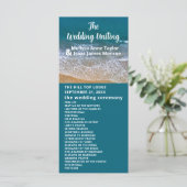 Blauw Zee strand bruiloft Programmakaart (Staand voorkant)