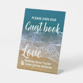 Blauw Zee strand bruiloft Reclamebord Met Voetstuk (Voorkant)