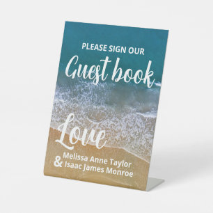 Blauw Zee strand bruiloft Reclamebord Met Voetstuk