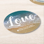 Blauw Zee strand bruiloft Ronde Kartonnen Onderzetter (Gebogen)